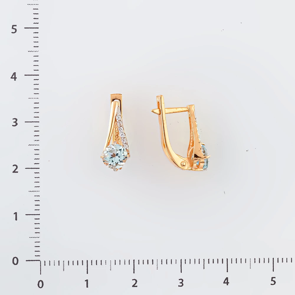 Серьги с топазом из красного золота 585 пробы