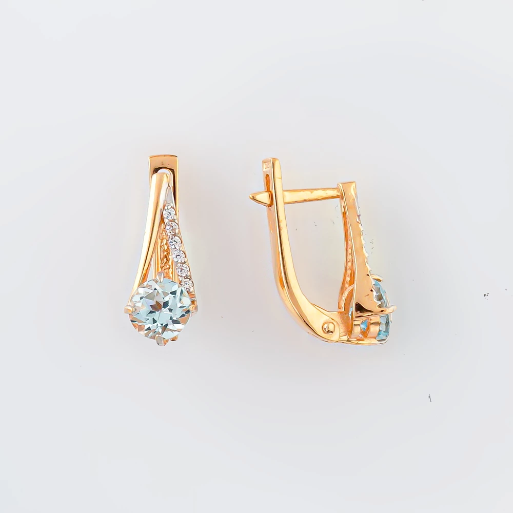 Серьги с топазом из красного золота 585 пробы