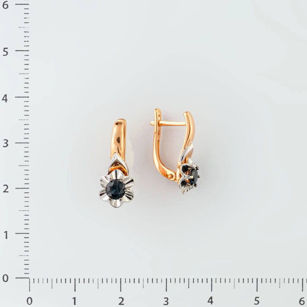 Серьги с сапфиром из красного золота 585 пробы