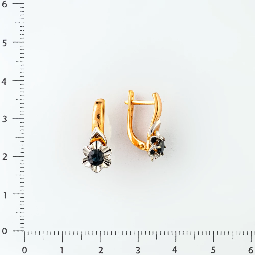 Серьги с сапфиром из красного золота 585 пробы