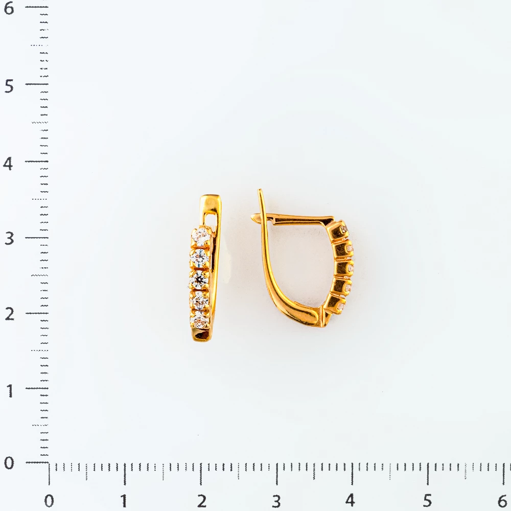 Серьги с фианитом из красного золота 585 пробы