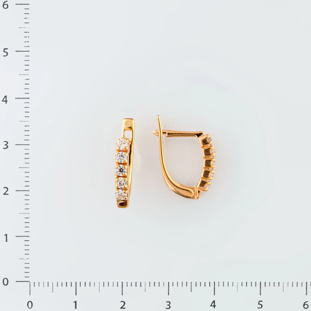 Серьги с фианитом из красного золота 585 пробы