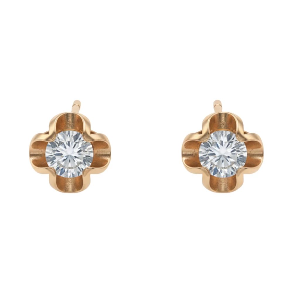 Серьги с фианитом из красного золота 585 пробы