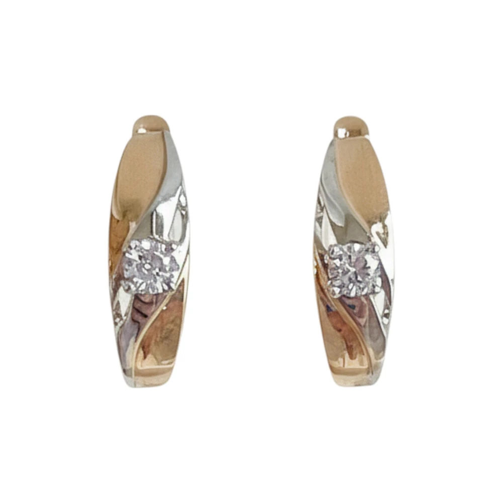 Серьги с фианитом из красного золота 585 пробы