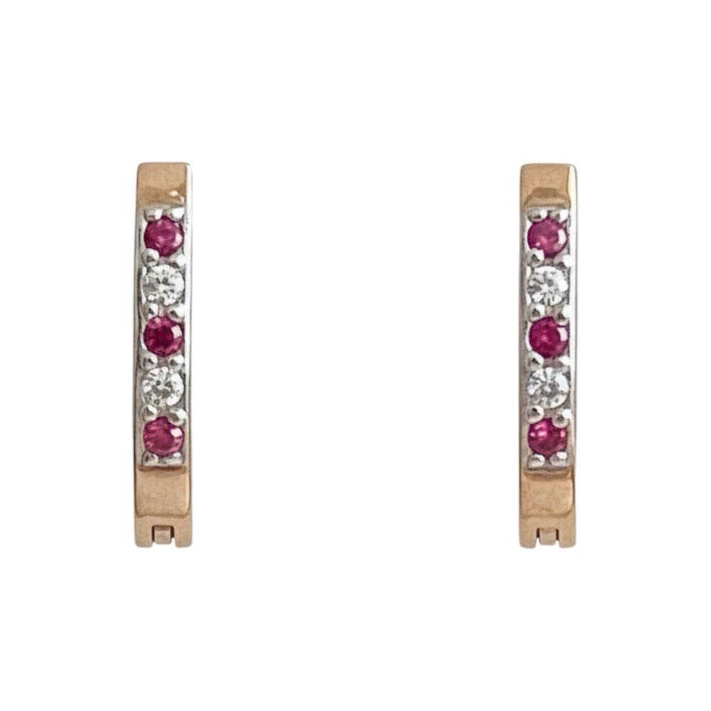 Серьги с фианитом из красного золота 585 пробы