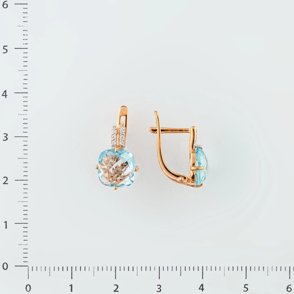 Серьги с ситаллом из красного золота 585 пробы