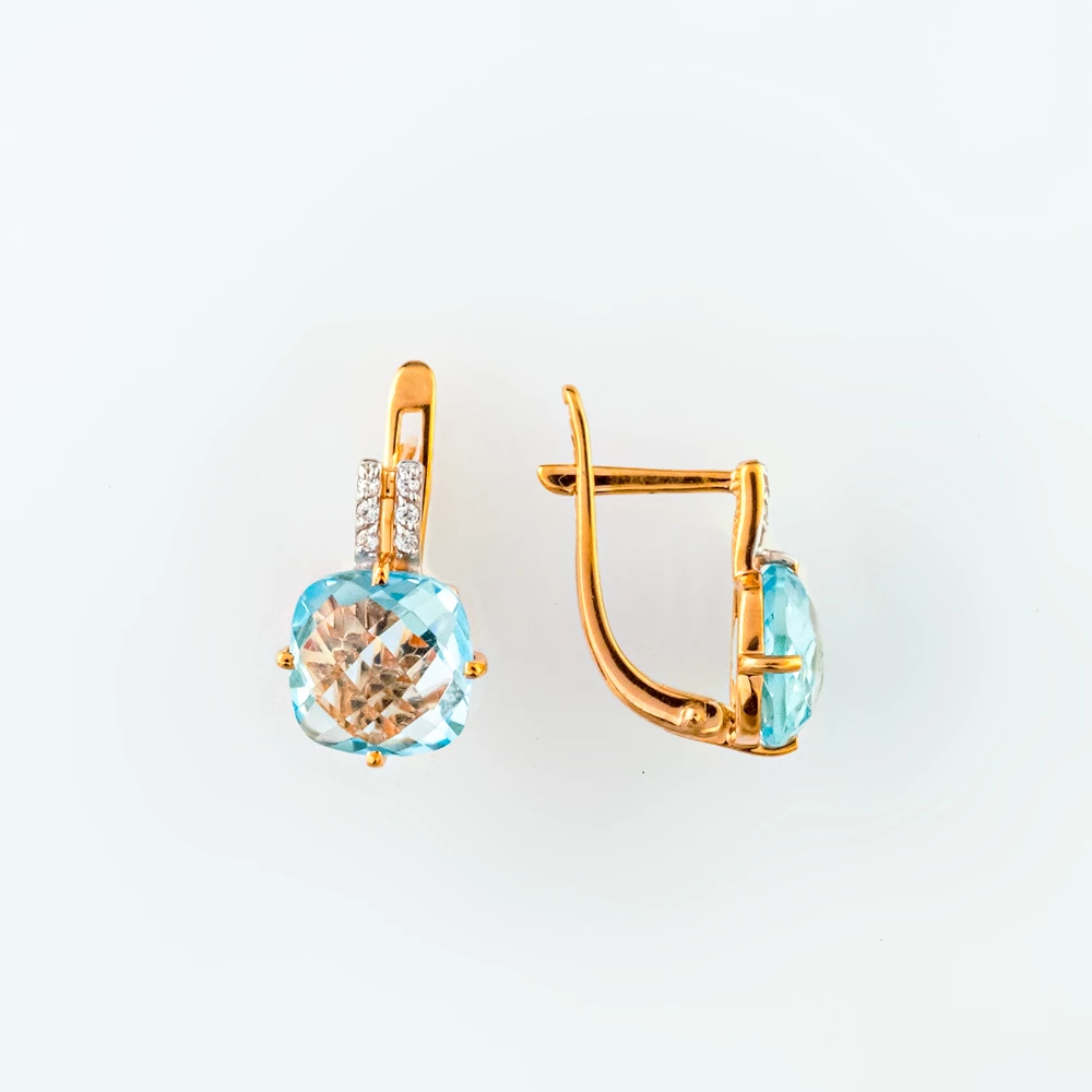 Серьги с ситаллом из красного золота 585 пробы