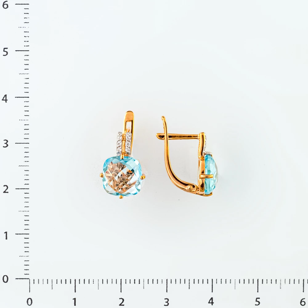 Серьги с ситаллом из красного золота 585 пробы
