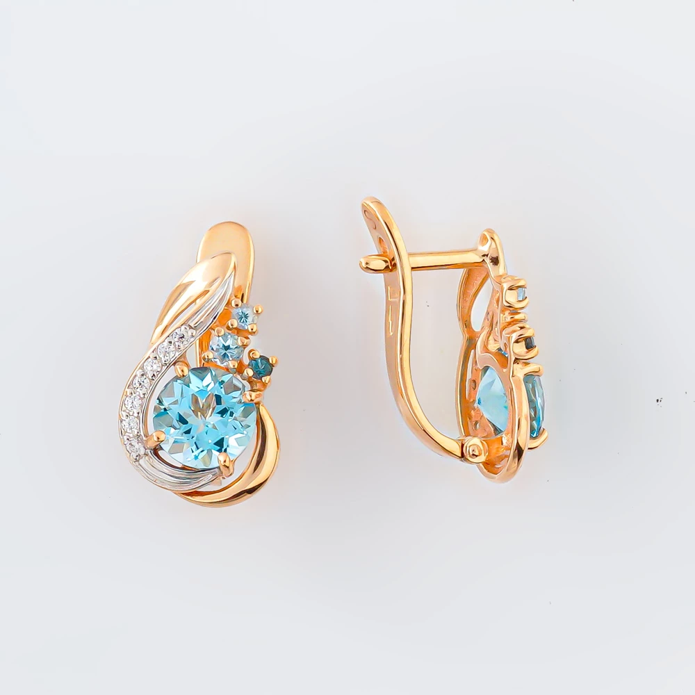 Серьги с топазом из красного золота 585 пробы 1