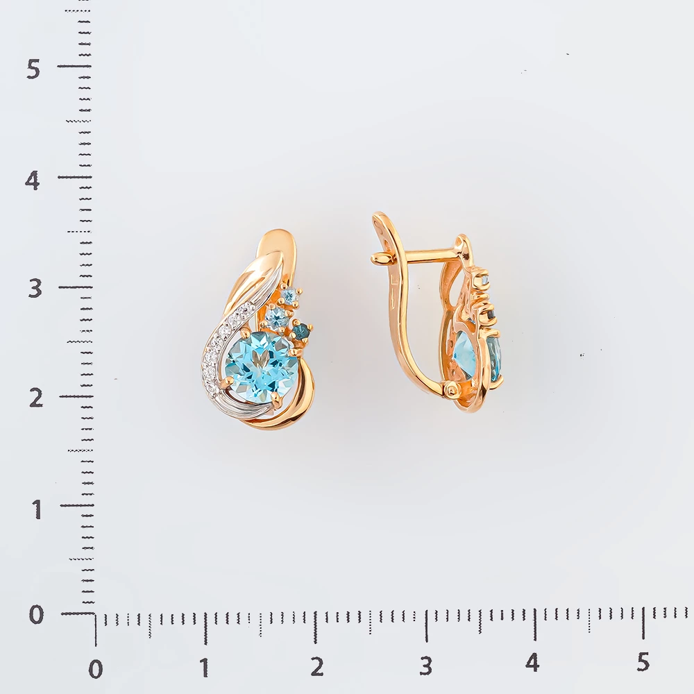 Серьги с топазом из красного золота 585 пробы 2