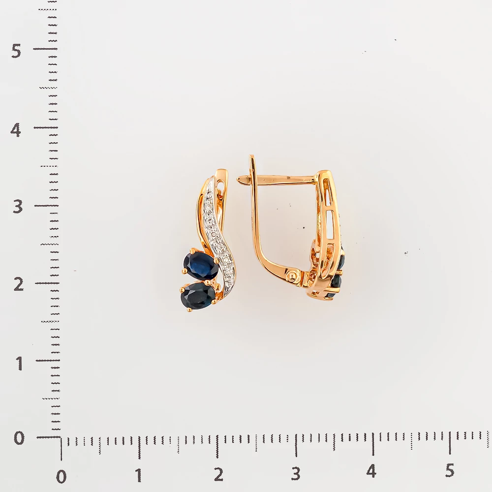 Серьги с сапфиром из красного золота 585 пробы