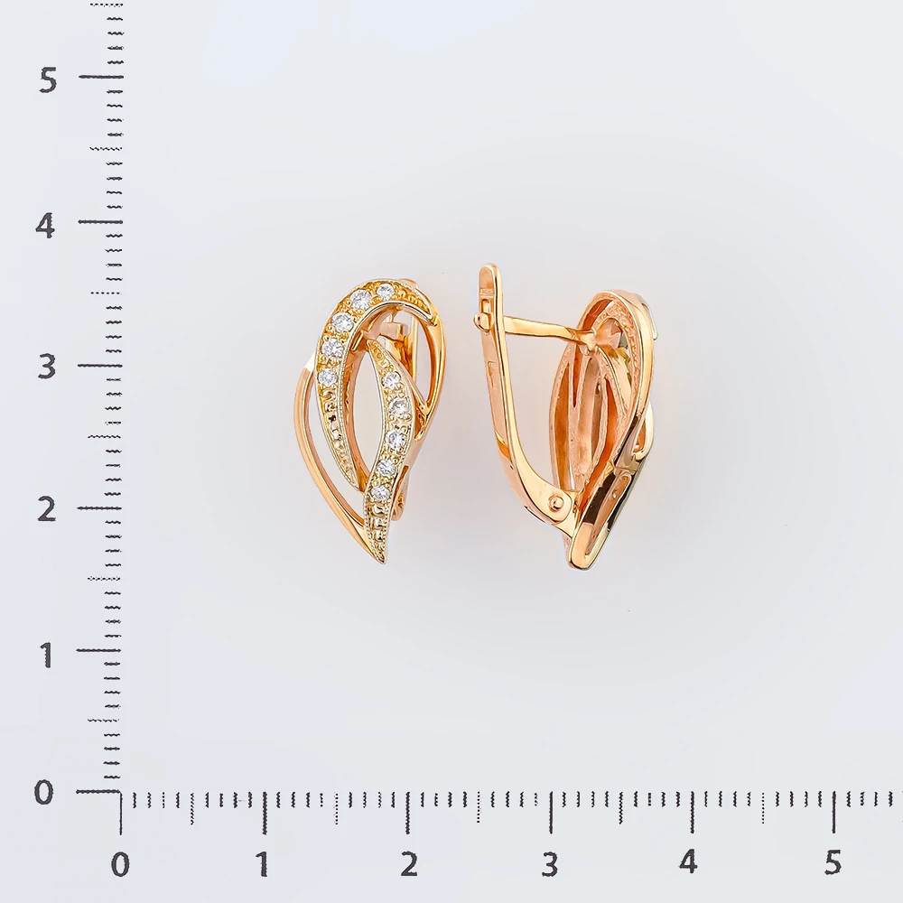 Серьги с бриллиантом из красного золота 585 пробы