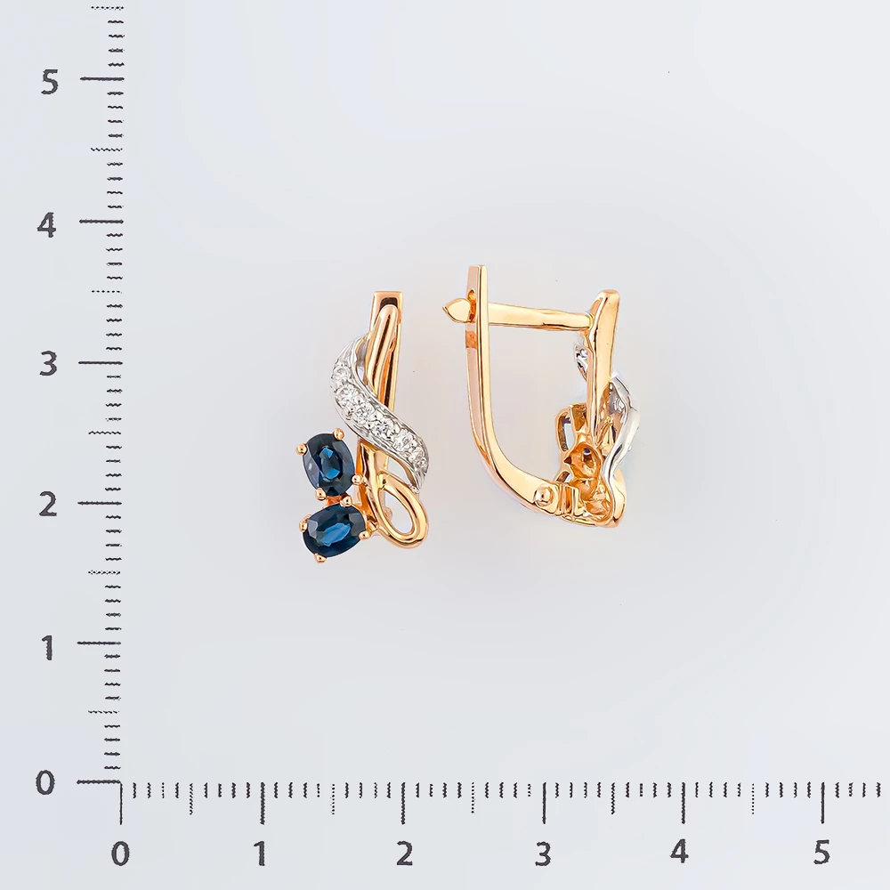 Серьги с сапфиром из красного золота 585 пробы
