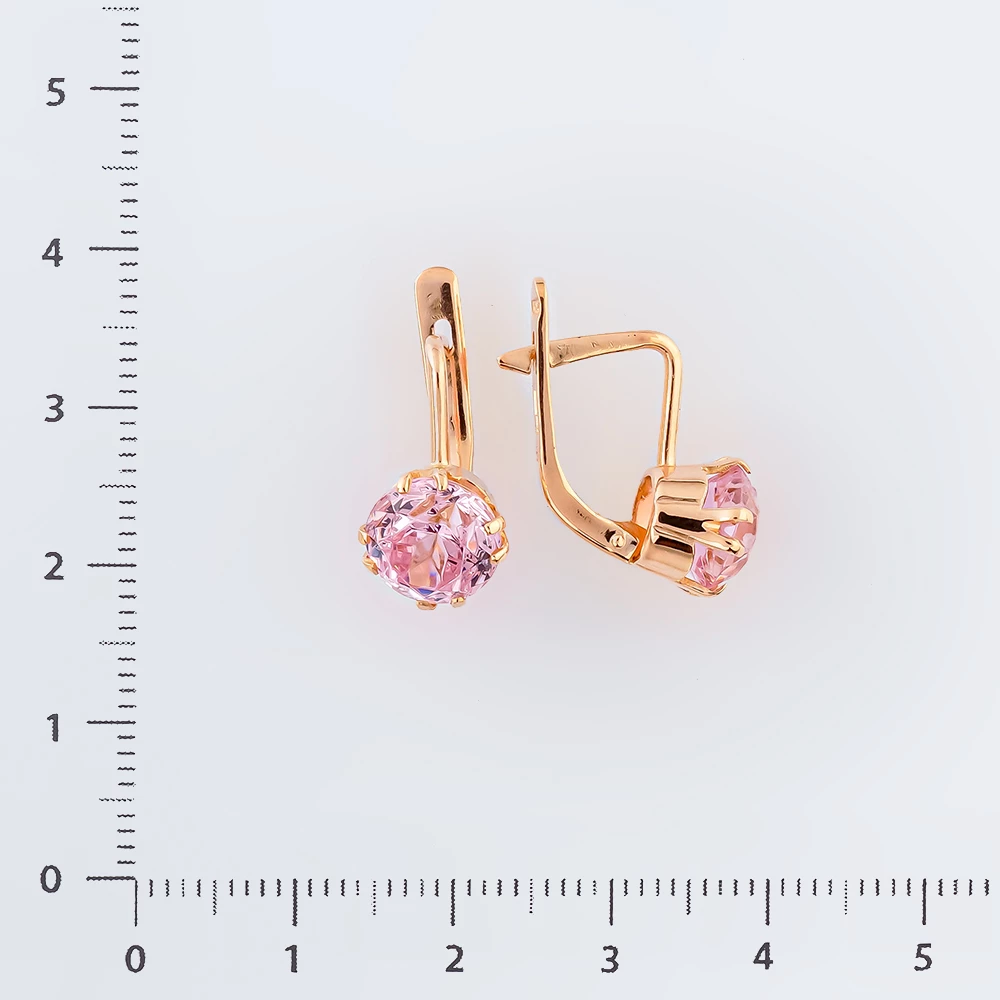 Серьги с фианитом из красного золота 583 пробы