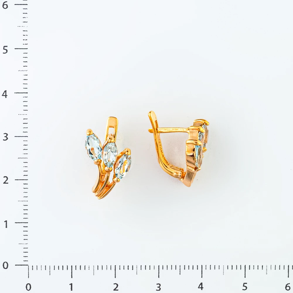 Серьги с топазом из красного золота 585 пробы