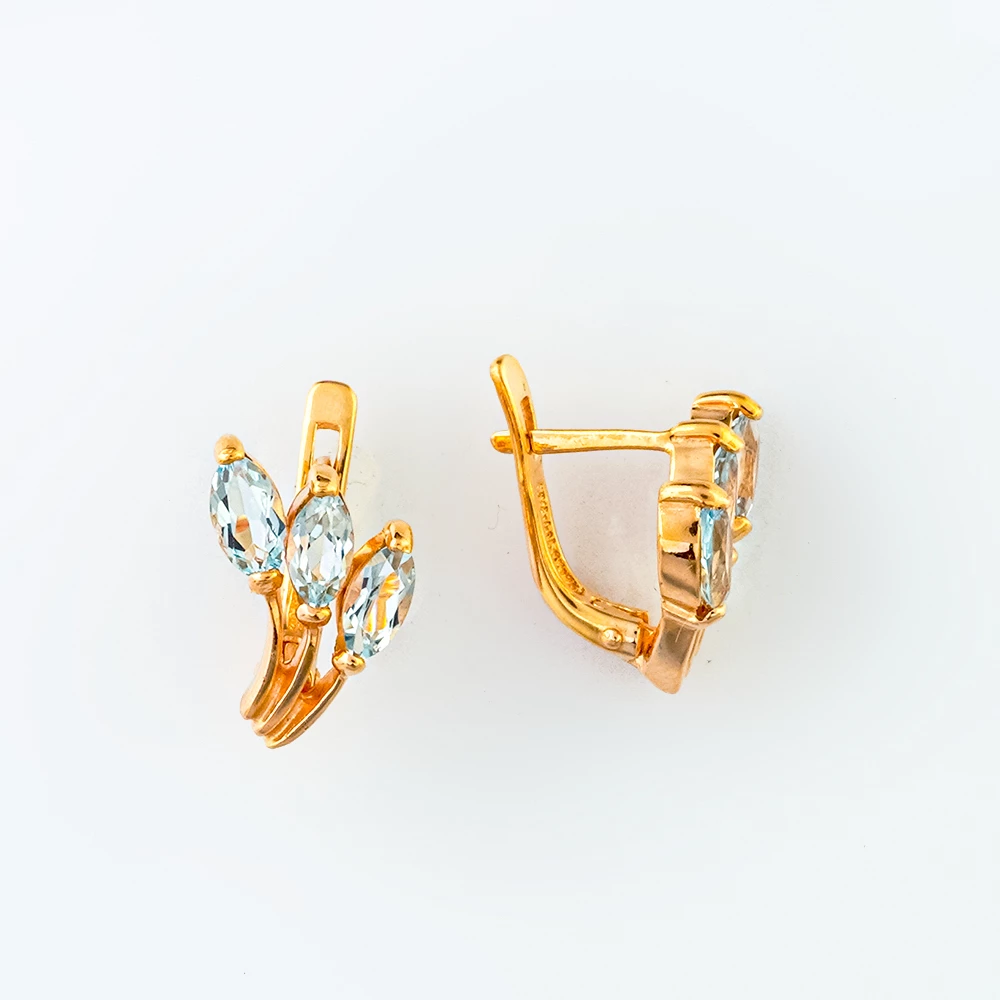 Серьги с топазом из красного золота 585 пробы