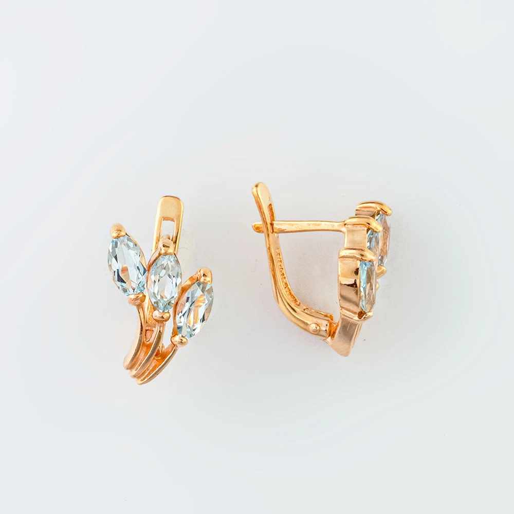 Серьги с топазом из красного золота 585 пробы
