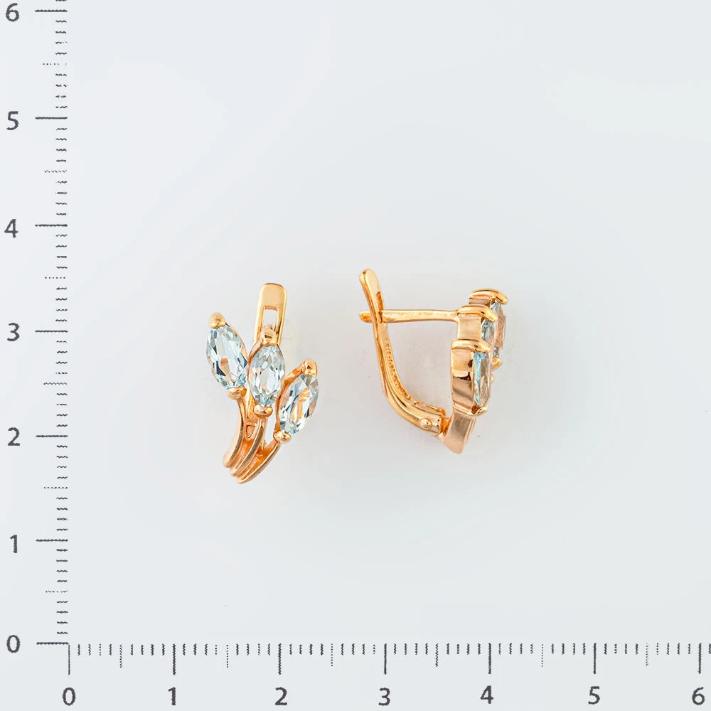 Серьги с топазом из красного золота 585 пробы