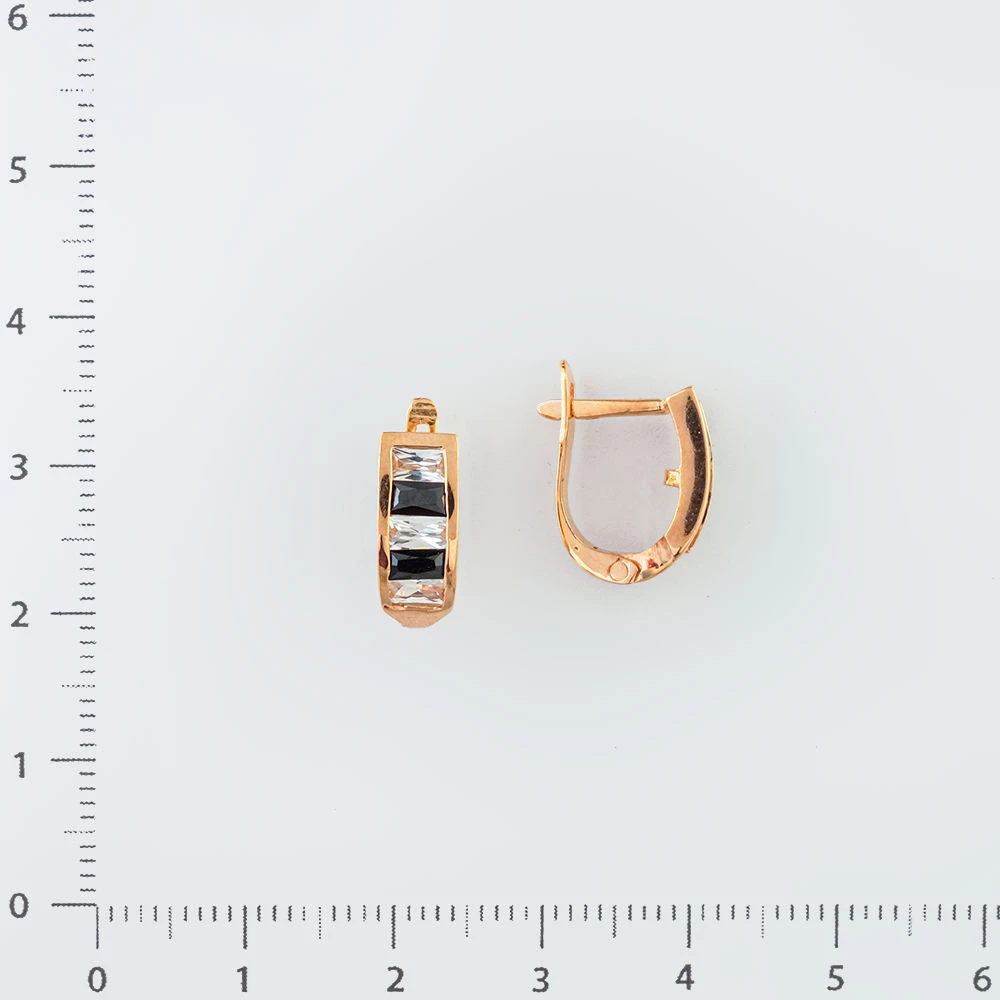 Серьги с фианитом из красного золота 585 пробы