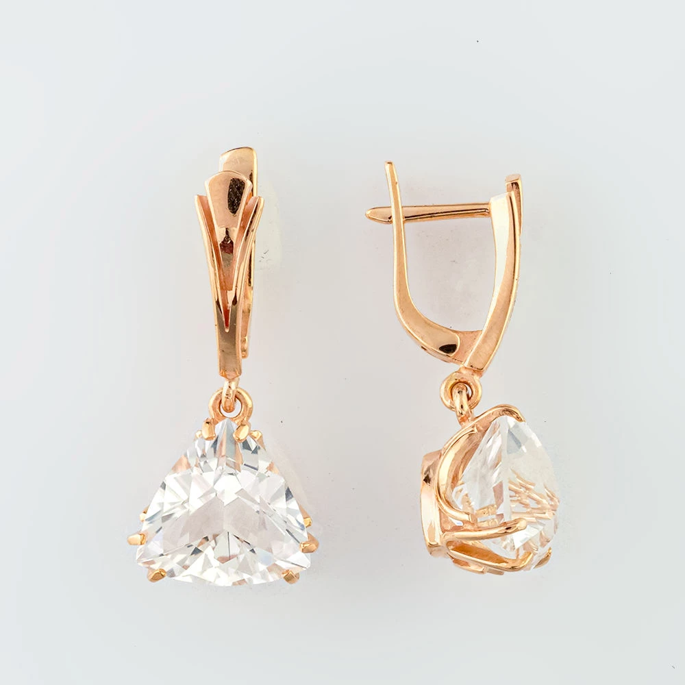 Серьги с ситаллом из красного золота 585 пробы
