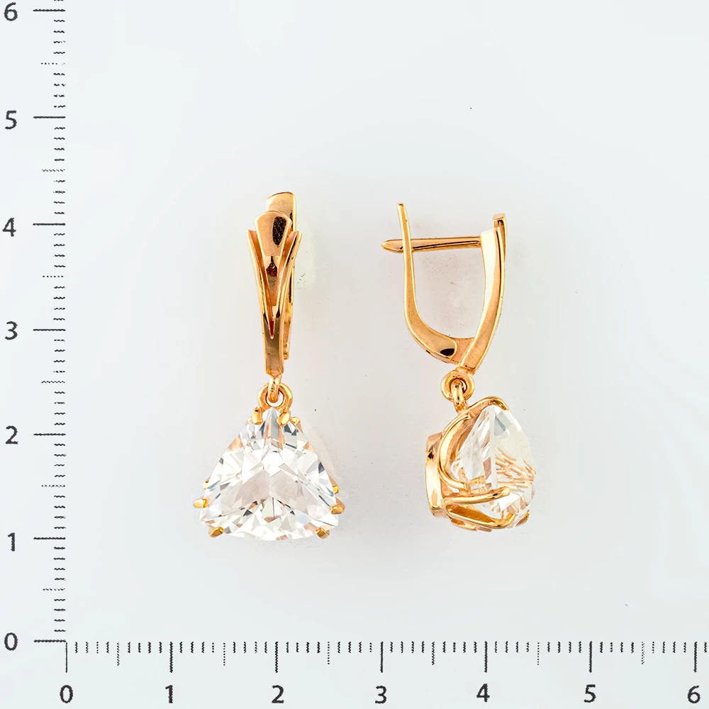 Серьги с ситаллом из красного золота 585 пробы