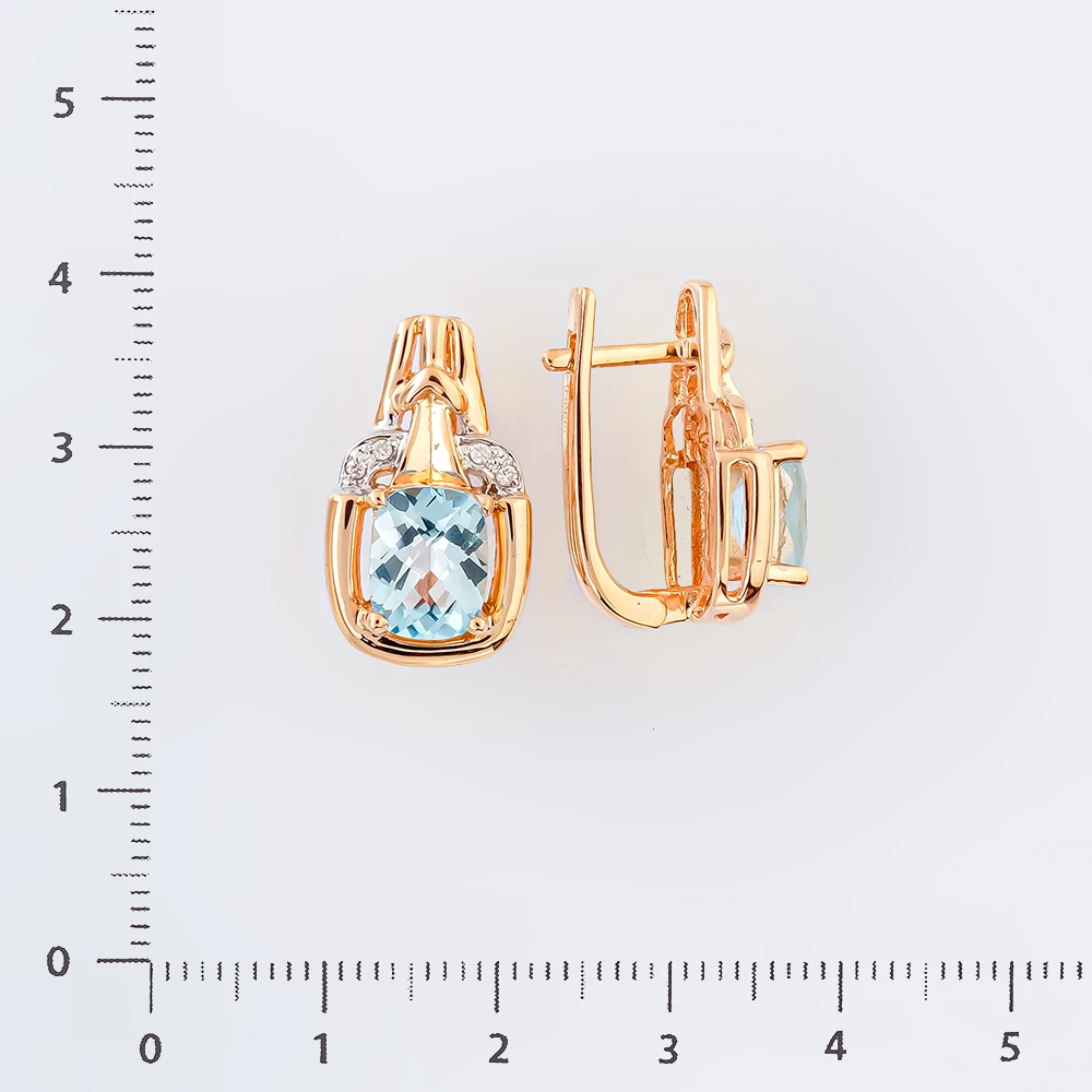 Серьги с топазом из красного золота 585 пробы