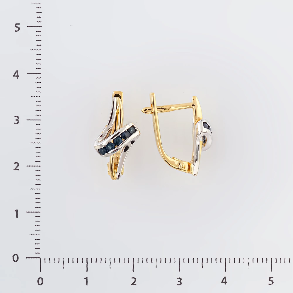 Серьги с сапфиром из желтого золота 585 пробы