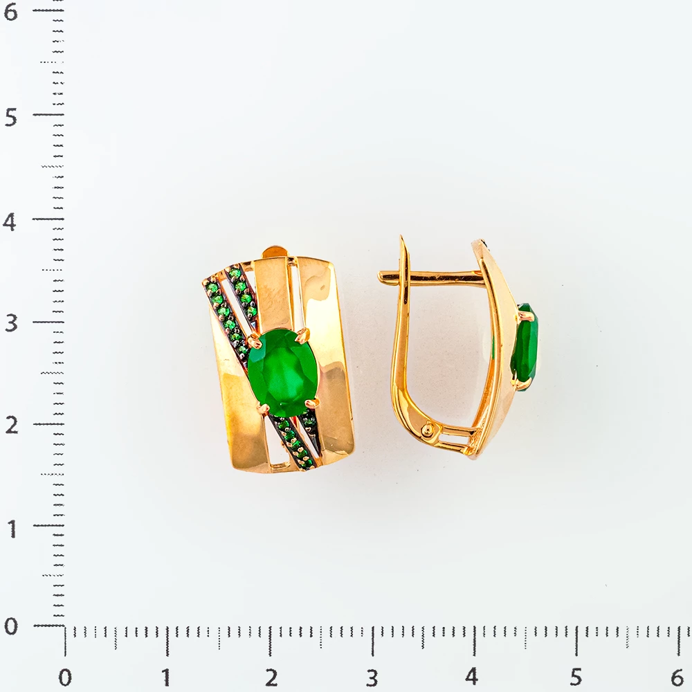 Серьги с агатом из красного золота 585 пробы