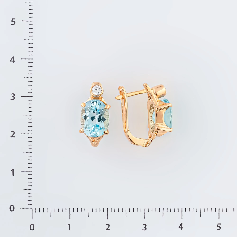 Серьги с топазом из красного золота 585 пробы
