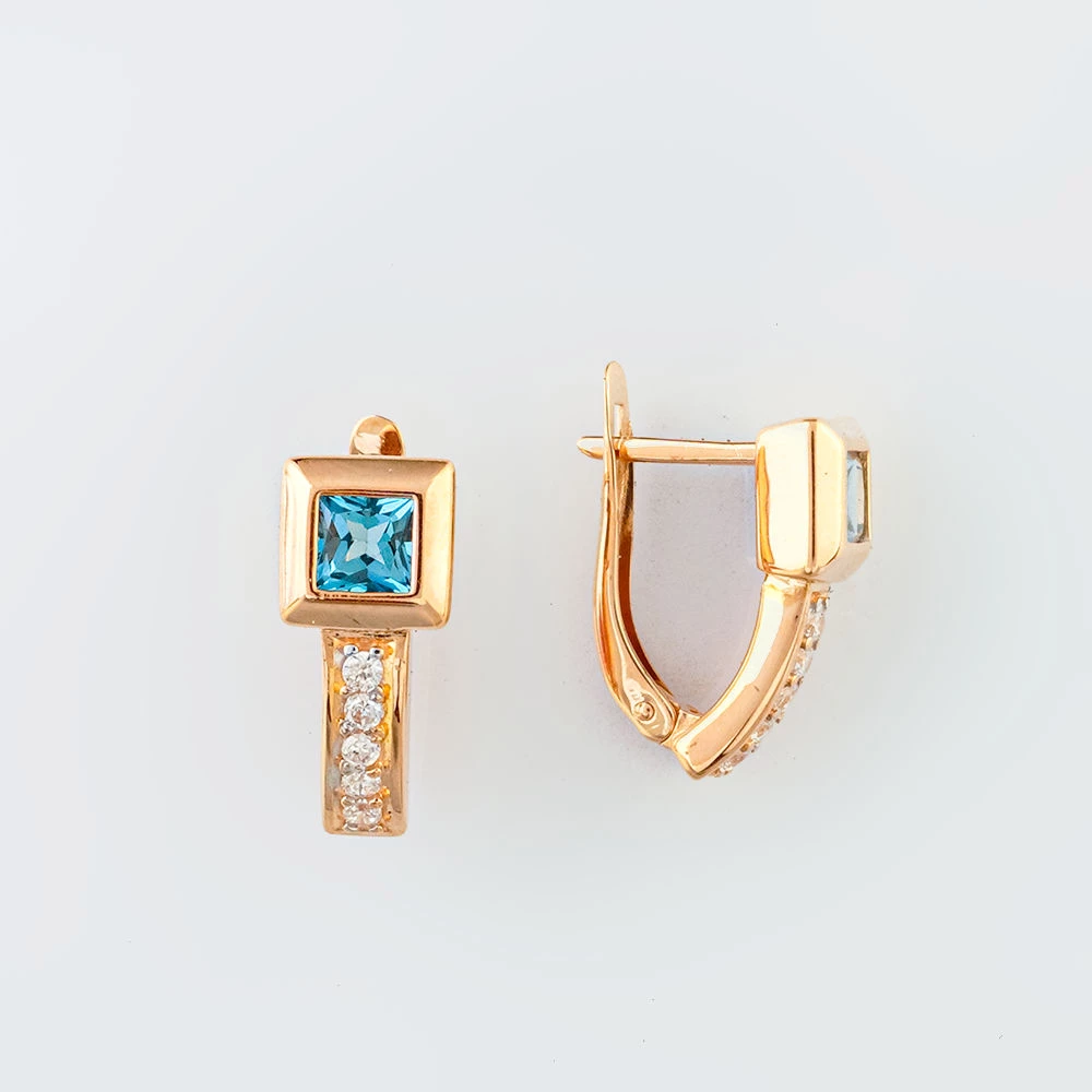 Серьги с топазом из красного золота 585 пробы