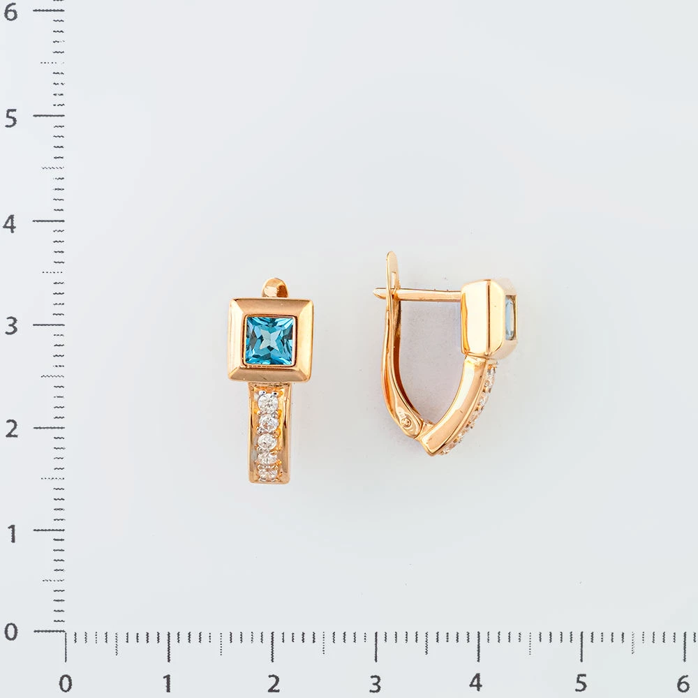 Серьги с топазом из красного золота 585 пробы