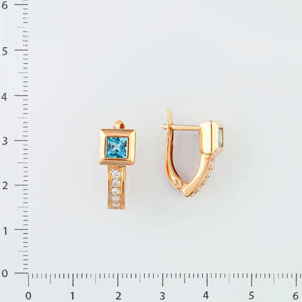 Серьги с топазом из красного золота 585 пробы 2