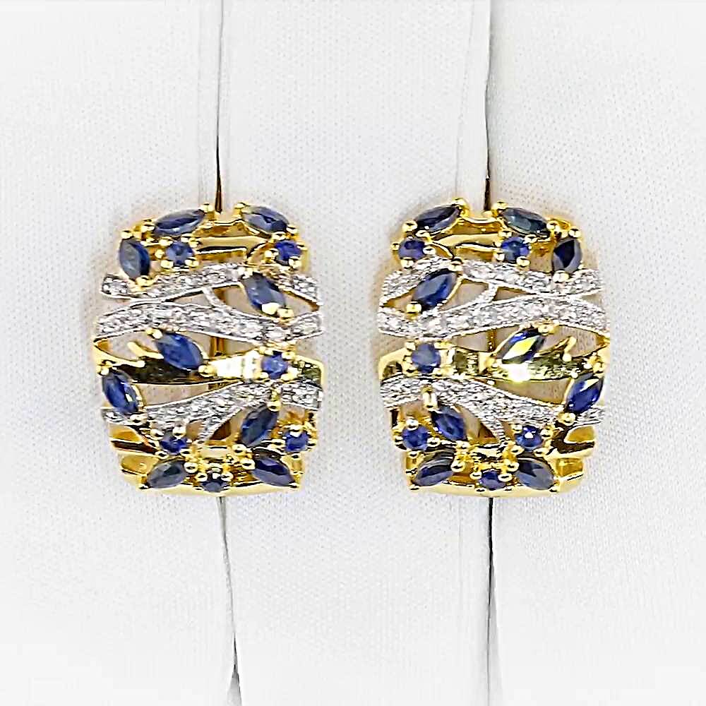 Серьги с сапфиром из желтого золота 585 пробы