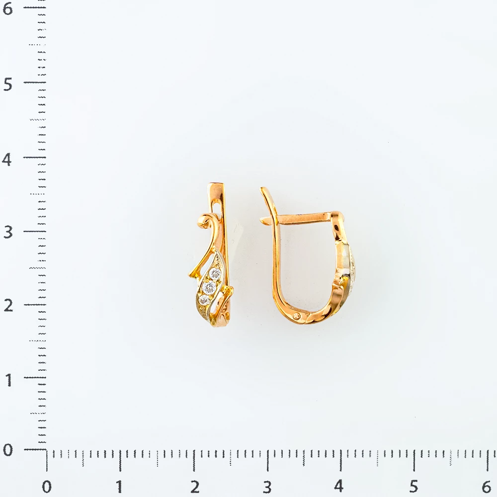 Серьги с фианитом из красного золота 585 пробы