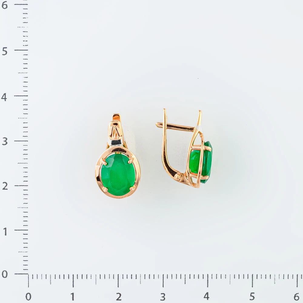 Серьги с агатом из красного золота 585 пробы