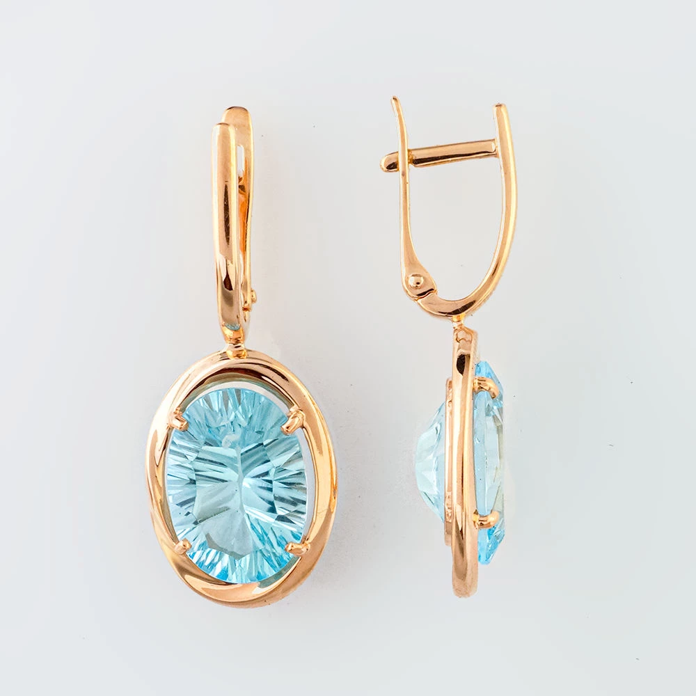 Серьги с топазом из красного золота 585 пробы