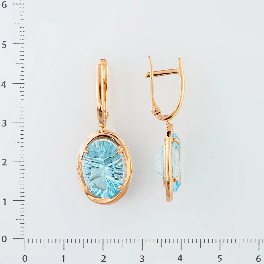 Серьги с топазом из красного золота 585 пробы