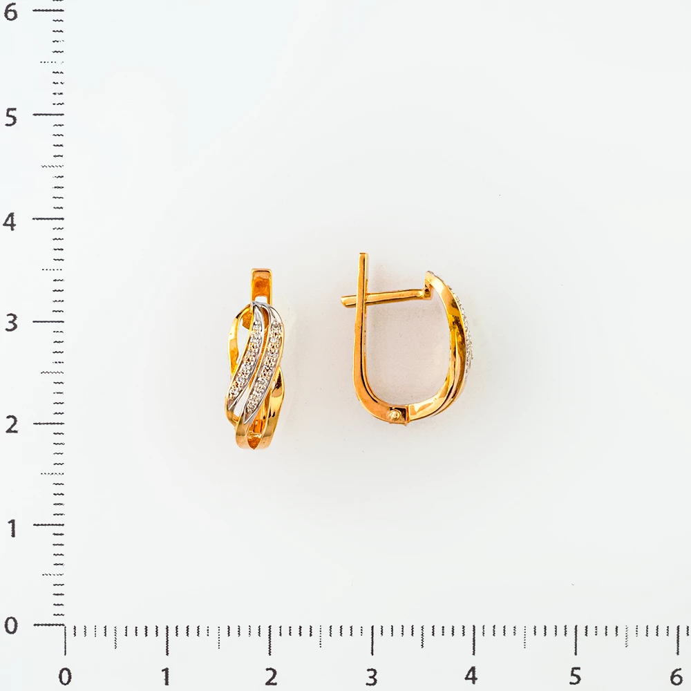 Серьги с бриллиантом из красного золота 585 пробы