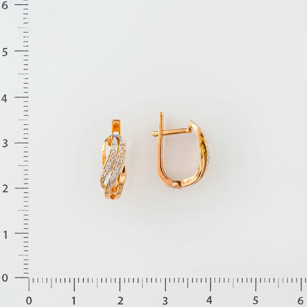 Серьги с бриллиантом из красного золота 585 пробы