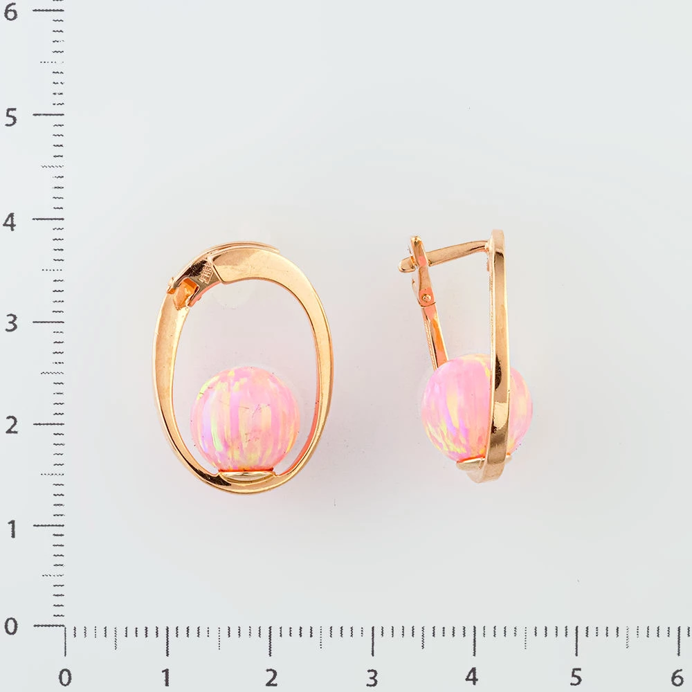 Серьги с ситаллом из красного золота 585 пробы