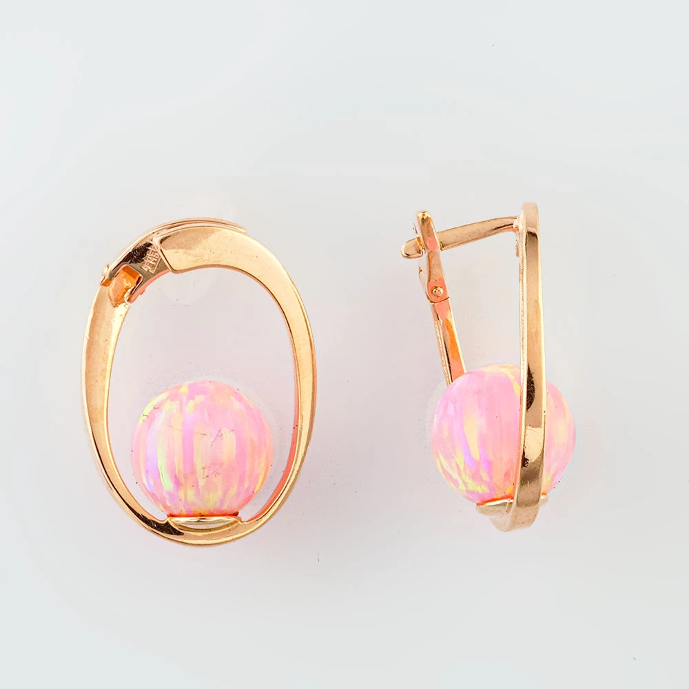 Серьги с ситаллом из красного золота 585 пробы