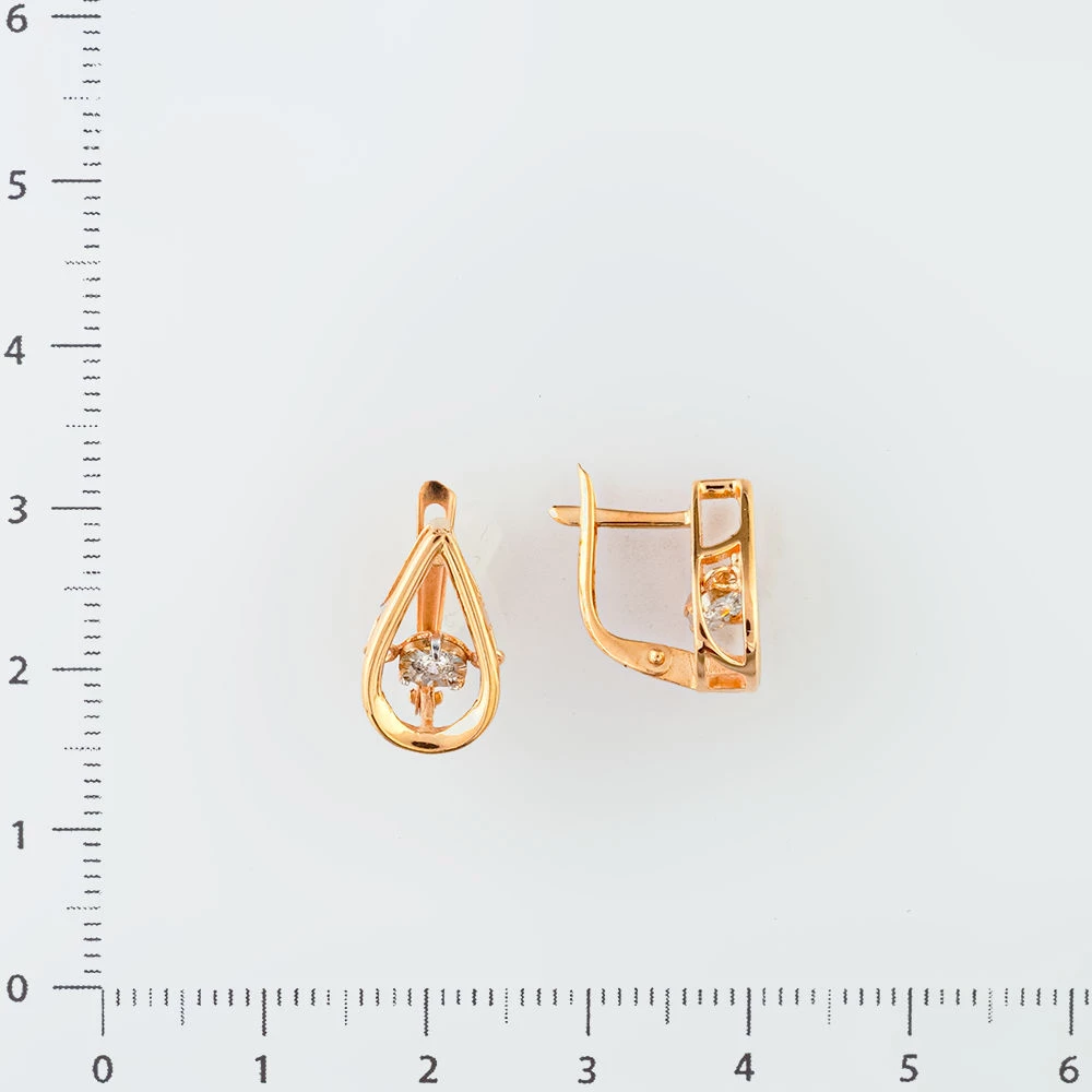 Серьги с бриллиантом из красного золота 585 пробы