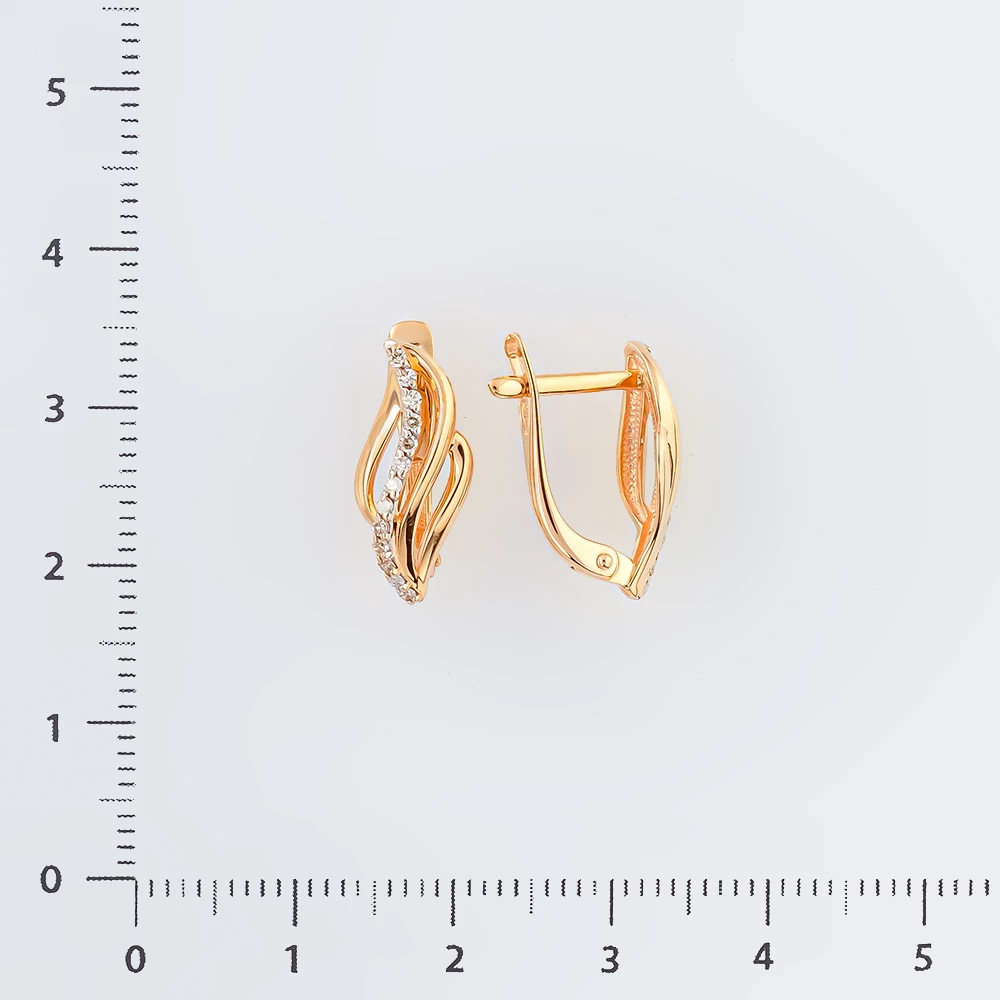 Серьги с бриллиантом из красного золота 585 пробы