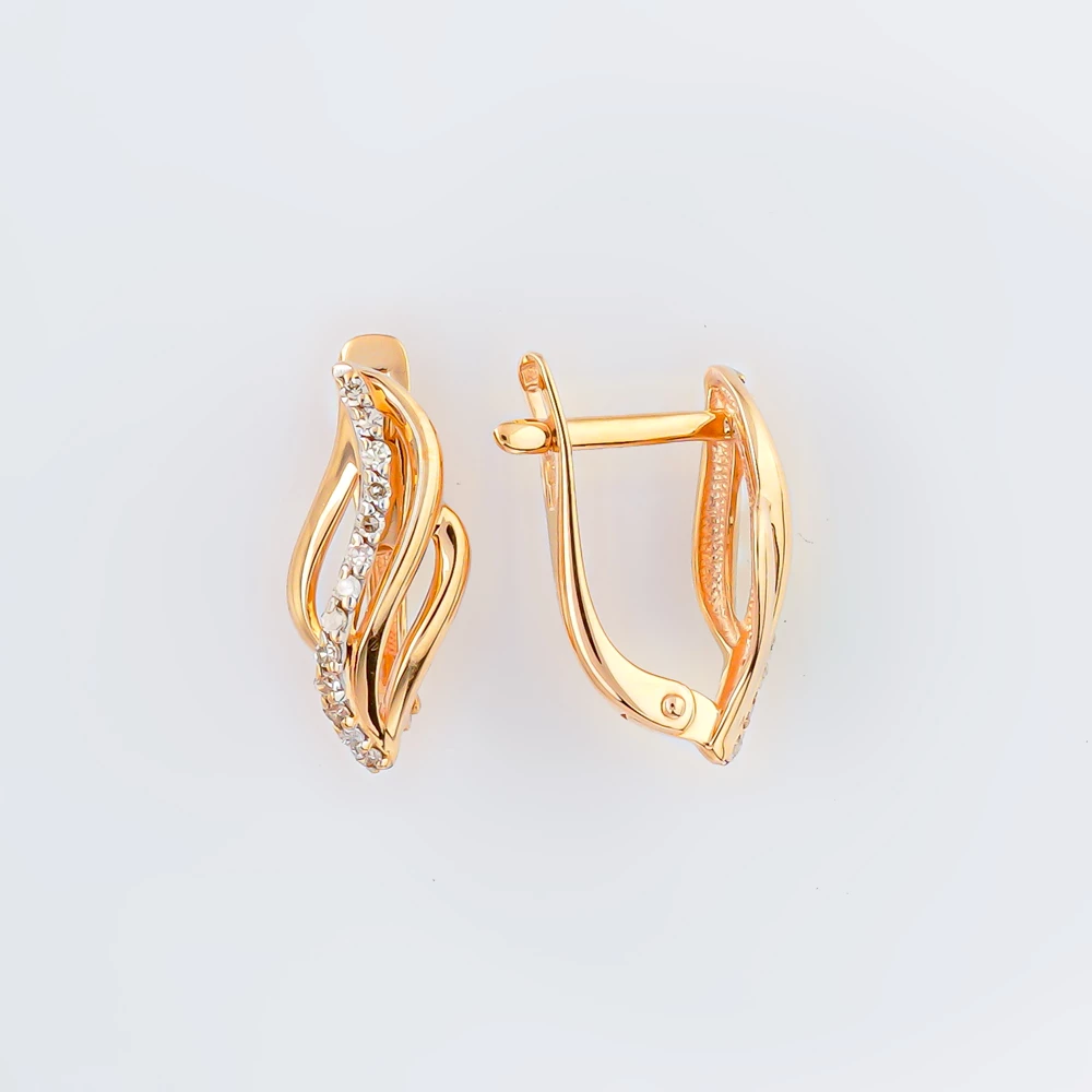 Серьги с бриллиантом из красного золота 585 пробы