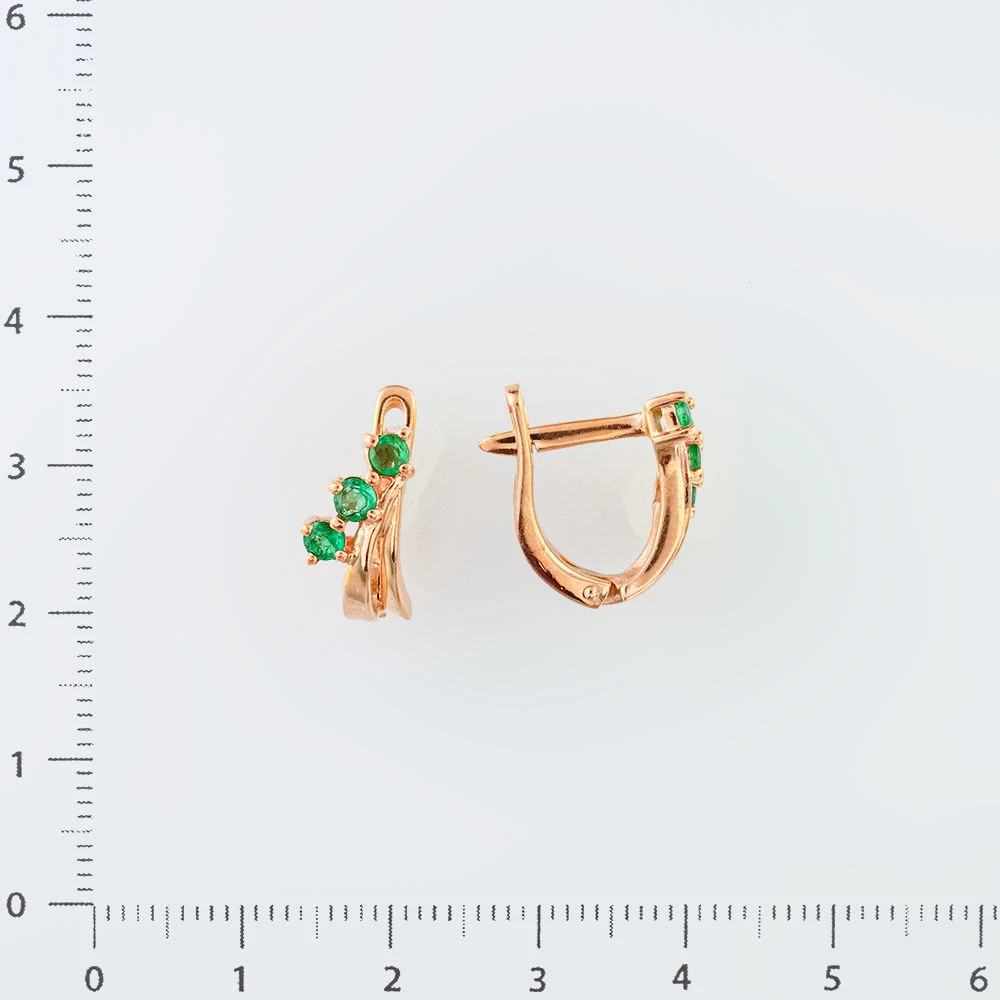 Серьги с изумрудом из красного золота 585 пробы
