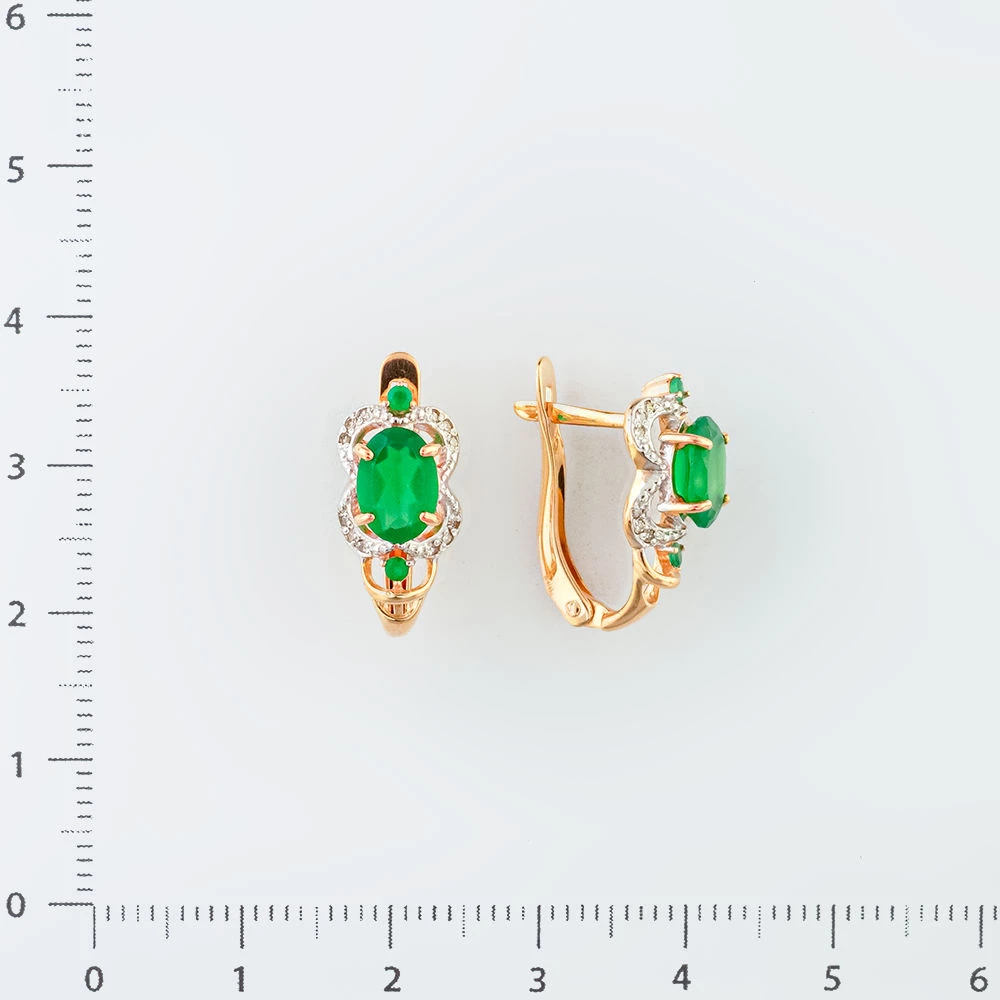 Серьги с агатом из красного золота 585 пробы