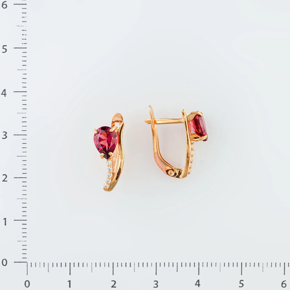 Серьги с гранатом из красного золота 585 пробы