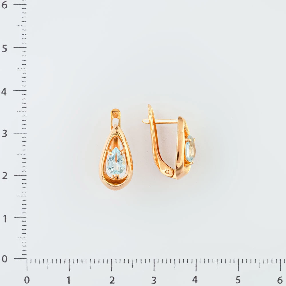 Серьги с топазом из красного золота 585 пробы