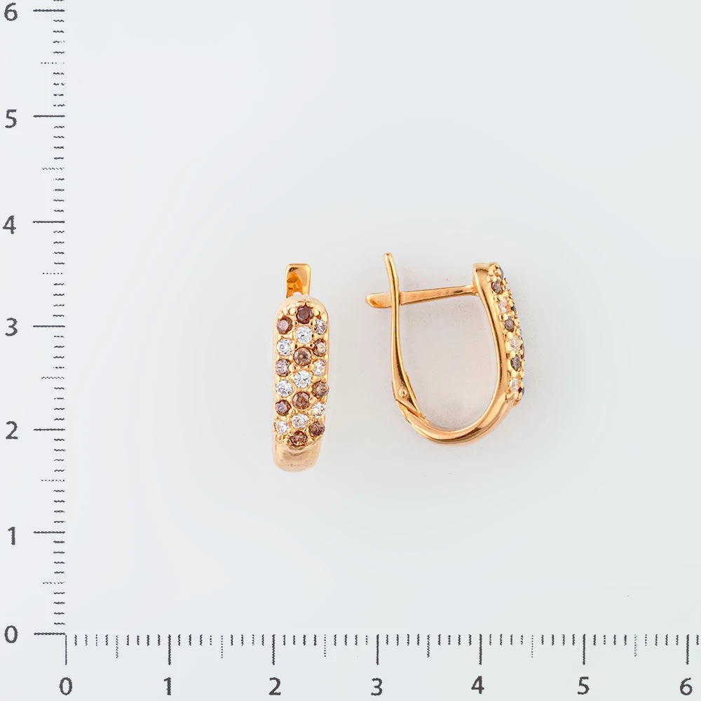 Серьги с фианитом из красного золота 585 пробы