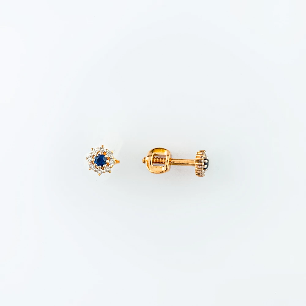 Серьги с сапфиром из красного золота 375 пробы